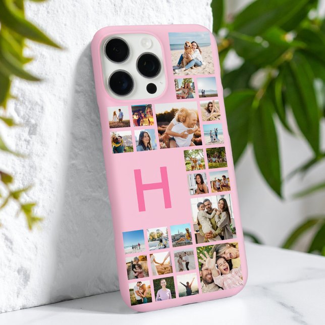 Modern Custom Photo Collage Personalised Monogram Case-Mate iPhone Case (Creator Uploaded)