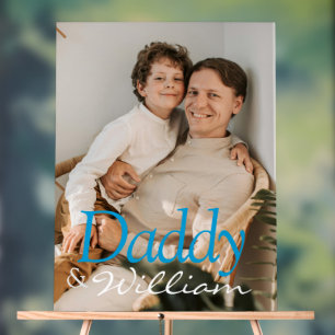 Modern Custom Photo Daddy & Baby Name Keepsake Acrylic Sign