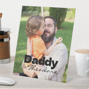 Modern Custom Photo Daddy & Baby Name Keepsake Pedestal Sign