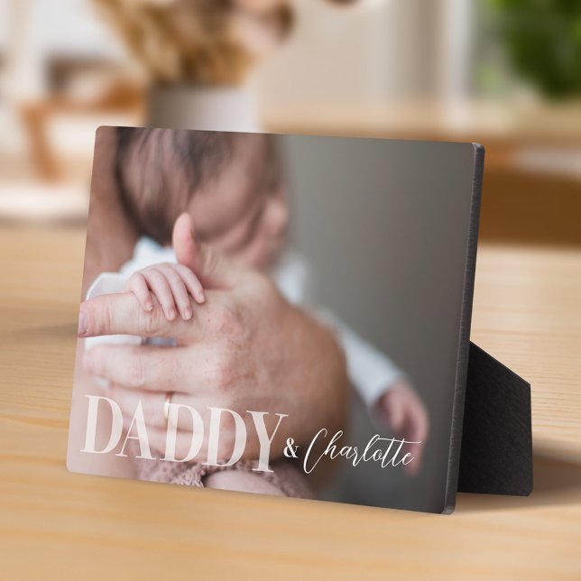Modern Custom Photo Daddy & Baby Name Keepsake Plaque (Creator Uploaded)