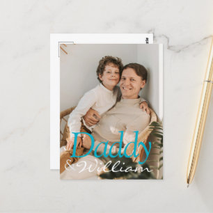 Modern Custom Photo Daddy & Baby Name Keepsake Postcard