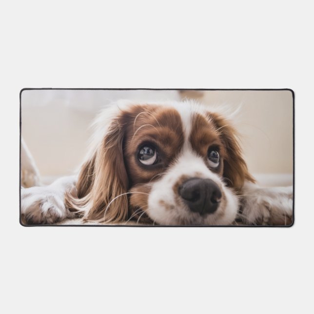 Modern Custom Photo Dog Portrait Desk Mat (Front)