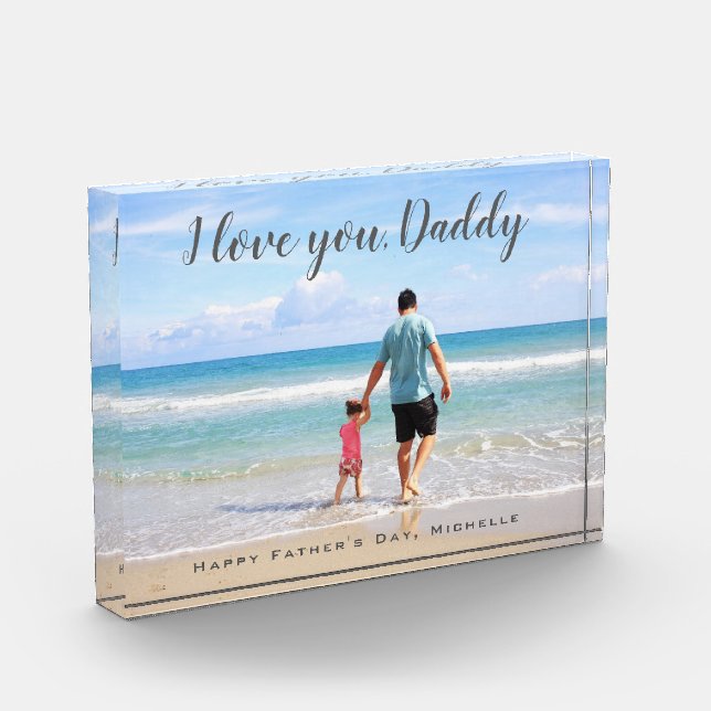 Modern Custom Photo Father's Day I Love You Daddy Block (Left)