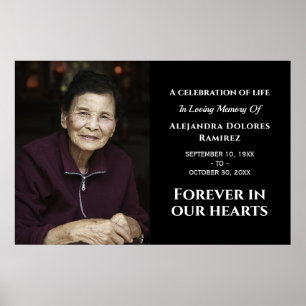 Modern Custom Photo Forever In Our Hearts Funeral Poster