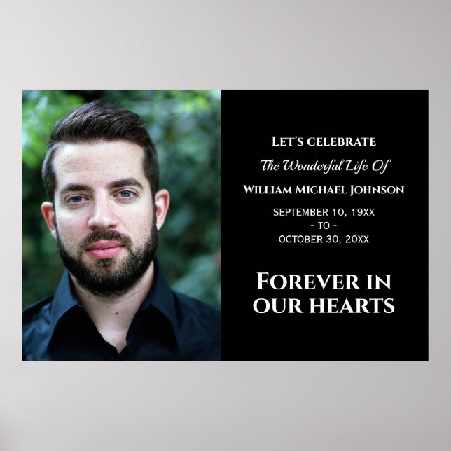 Modern Custom Photo Forever In Our Hearts Memorial Poster (Front)