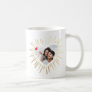 Modern Custom Photo Gold Heart Valentine's Day Coffee Mug