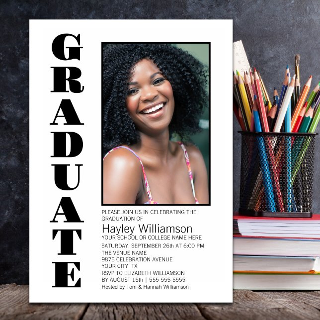 Modern Custom Photo Graduation Party Invitation (Creator Uploaded)