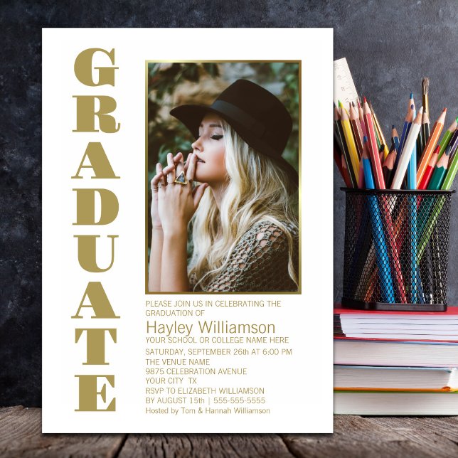 Modern Custom Photo Graduation Party Invitation (Creator Uploaded)