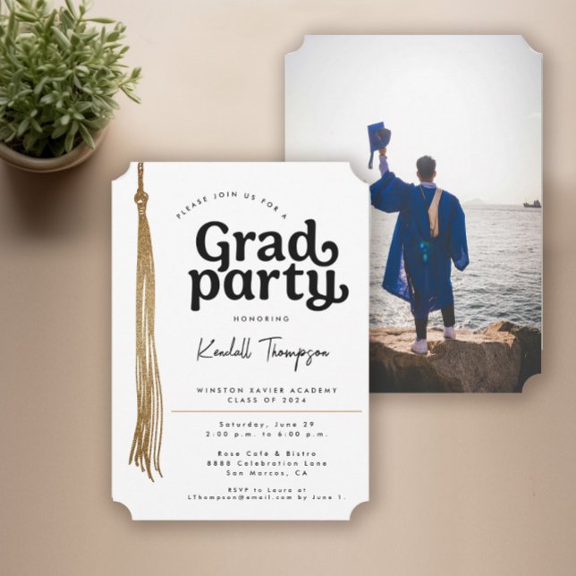 Modern Custom photo Graduation Party Invitation (Custom photo grad party invitation template)