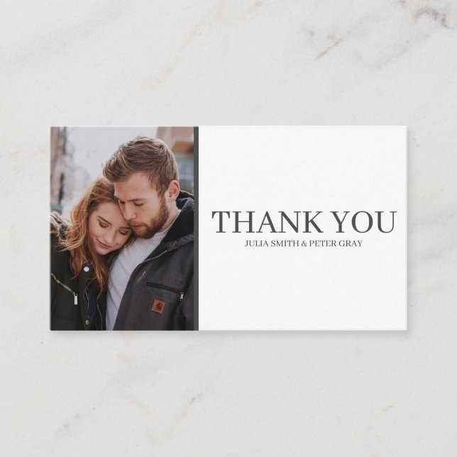 Modern Custom Photo Grid Wedding Thank you Card (Front)