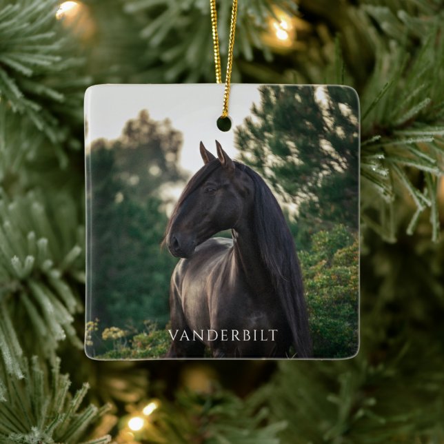 Modern Custom Photo Horse Equestrian Christmas  Ceramic Ornament (Tree)