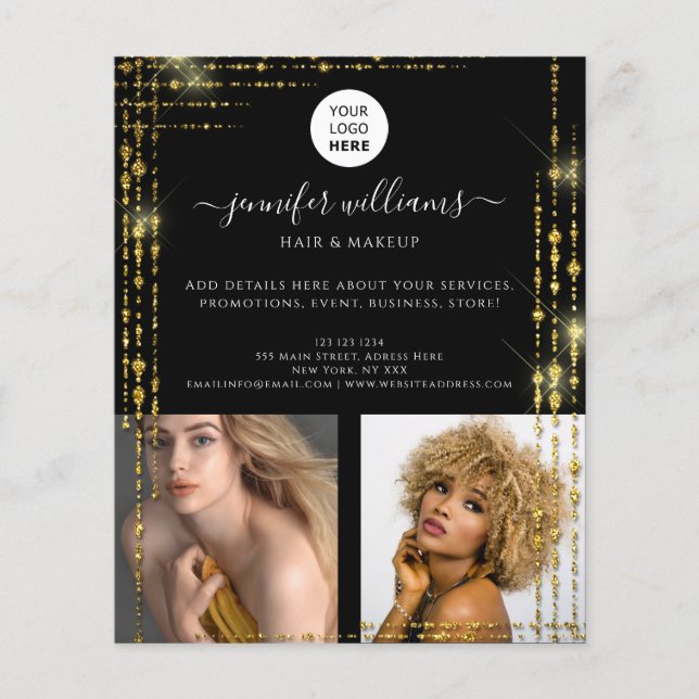 Modern Custom Photo Logo Promotional Black Gold Flyer (Front)