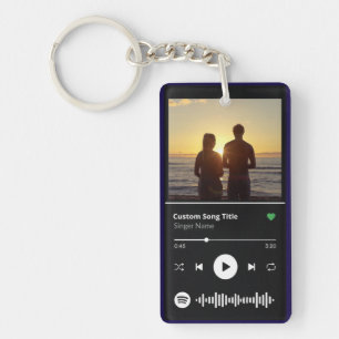 Modern Custom Photo Matching Couple's Song Key Ring