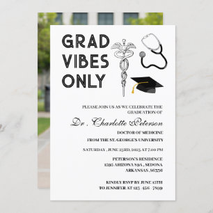 Modern Custom Photo Medical Doctor Graduation Invitation