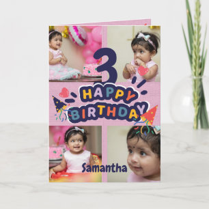 Modern Custom Photo Name 3st Happy Birthday Card