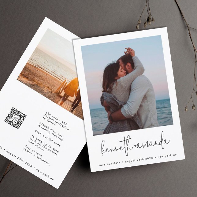 Modern Custom Photo Names Simple Qr Code Save The  Date (Creator Uploaded)