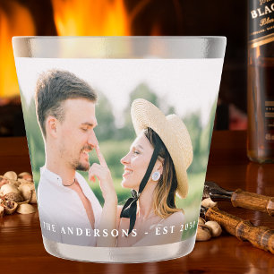 Modern Custom Photo Newlywed Wedding Shot Glass