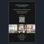 Modern Custom Photo QR Black Professional Business Flyer<br><div class="desc">Promote your brand with this sleek and customisable professional flyer, designed to make a lasting impression. Upload 3 personal or portfolio photos, add your custom text or list of services, and include your contact details to help clients reach you easily. A scannable QR code links directly to your consultation booking...</div>