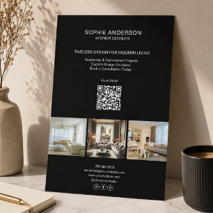 Modern Custom Photo QR Black Professional Business Flyer