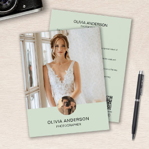 Modern Custom Photo QR Green Photographer Business Flyer