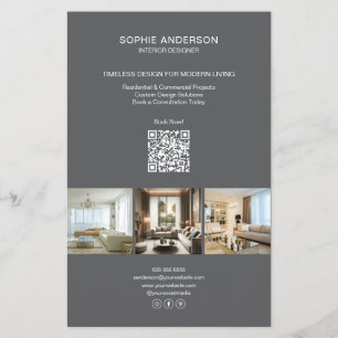 Modern Custom Photo QR Grey Professional Business Flyer