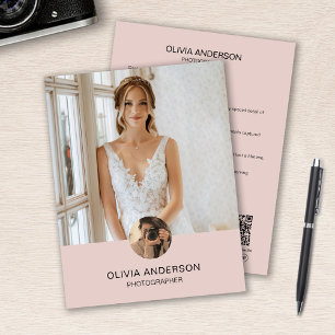 Modern Custom Photo QR Pink Photographer Business Flyer