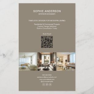 Modern Custom Photo QR Taupe Professional Business Flyer
