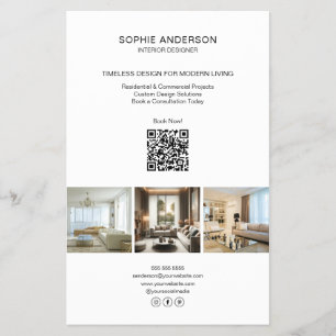 Modern Custom Photo QR White Professional Business Flyer