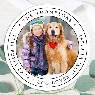 Modern Custom Photo Round Return Address Label