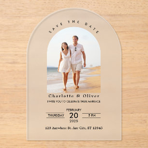 Modern Custom Photo Save The Date  Acrylic Invitations