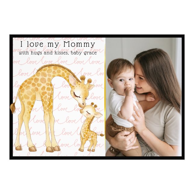 Modern Custom Photo Script 'I Love You - Mummy'  Print (Front)