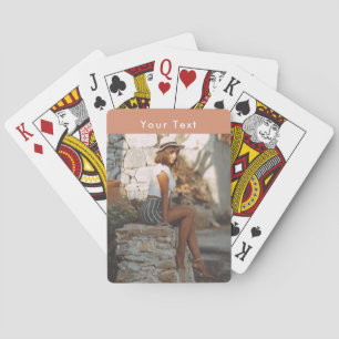 Modern Custom Photo & Text Terracotta Playing Cards
