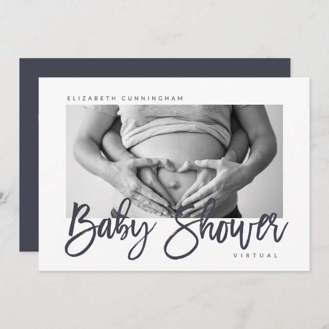 Modern Custom Photo Virtual Baby Shower Invitation (Front/Back)