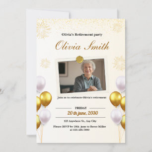 Modern Custom Photo Zazzle Retirement Invitations 