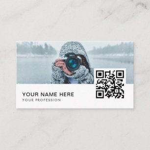 Modern Custom Photographer QR Code Business Card