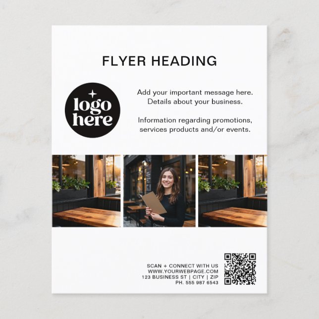 Modern Custom Photos Logo QR Code Business Flyer (Front)