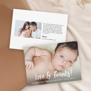 Modern Custom Photos Love & Thanks Baby Shower Thank You Card
