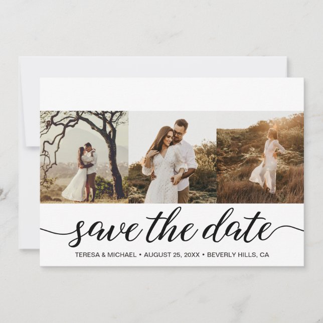 Modern Custom Photos Minimalist Wedding Save The Date (Front)