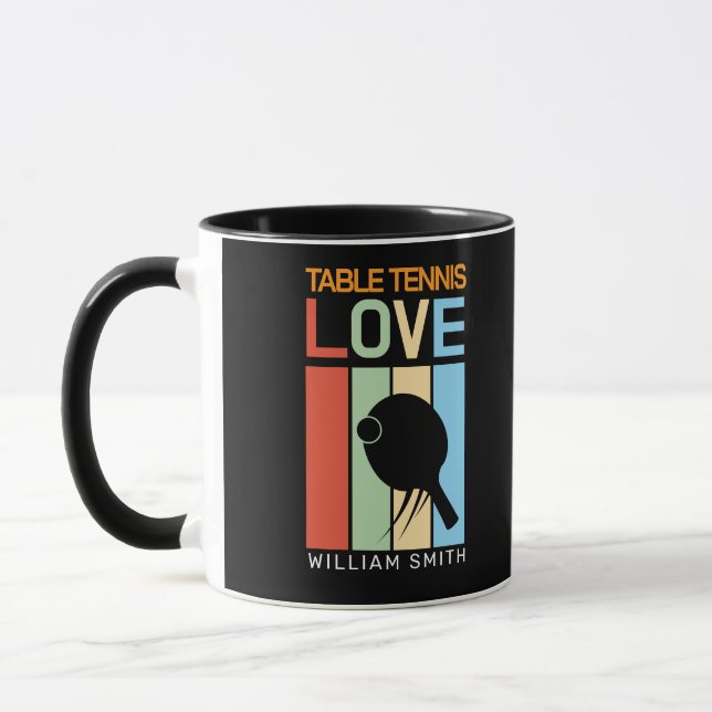 Modern Custom Ping Pong Player Name Colourful Line Mug (Left)