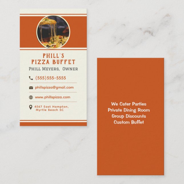 Modern Custom Pizza Restaurant   Business Card (Front/Back)