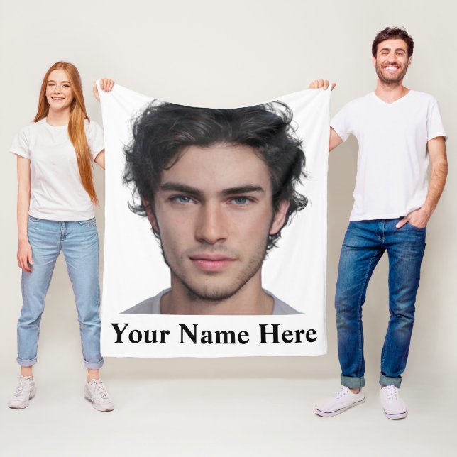 Modern Custom portrait photo name template Fleece Blanket (In Situ)