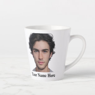 Modern Custom portrait photo name template Latte Mug