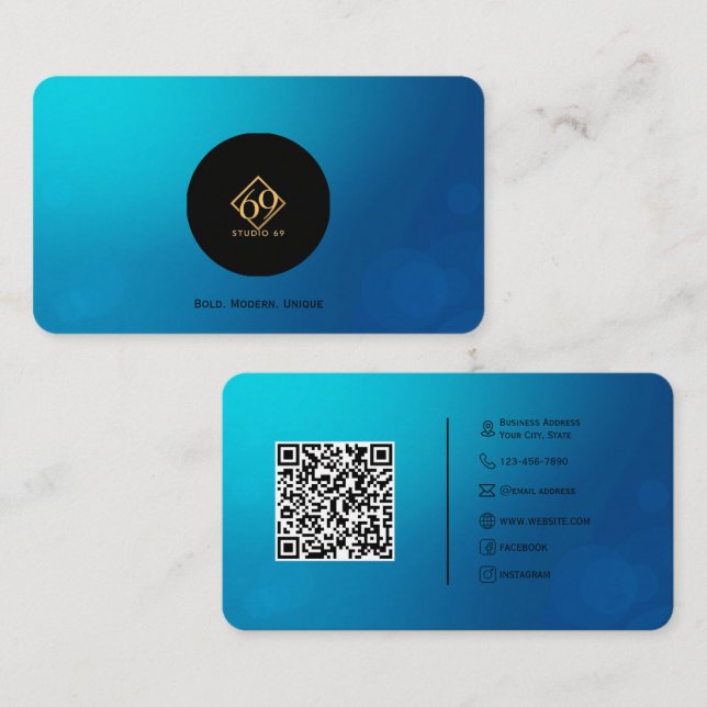 Modern Custom QR Code Business Card with Logo (Front/Back)