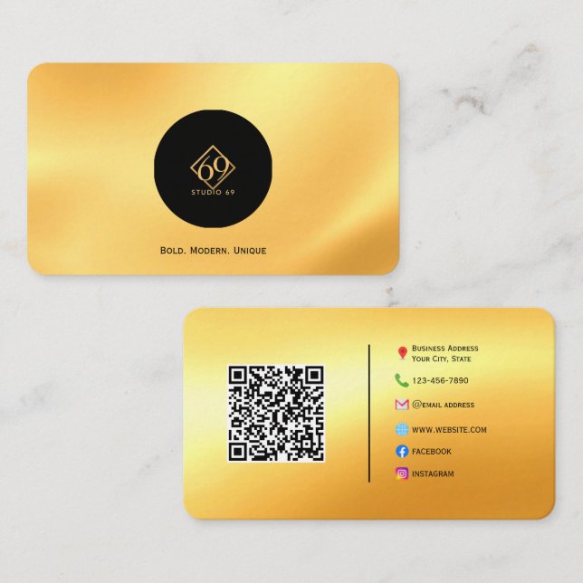 Modern Custom QR Code Business Card with Logo (Front/Back)