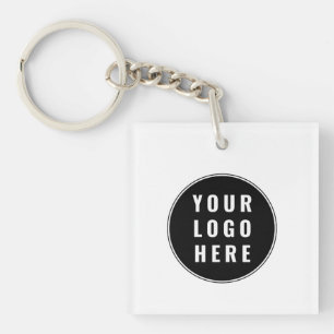 Modern Custom QR Code Minimalist Business Logo Key Ring