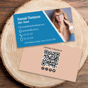 Modern Custom QR Code Photo   Connect With Us Business Card