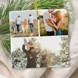 Modern Custom Quote Personalised 3 Photo Collage Ceramic Ornament<br><div class="desc">Create your own custom photo and quote Christmas ornament. Features three of your pictures and personalised text in minimalist typewriter typography.</div>