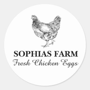 Modern Custom Rustic Farm Name Black Colour Classic Round Sticker