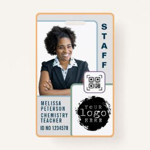 Modern Custom School Teacher Photo Name Card  ID Badge