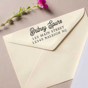 Modern Custom Script Retro Name Return Address Self-inking Stamp